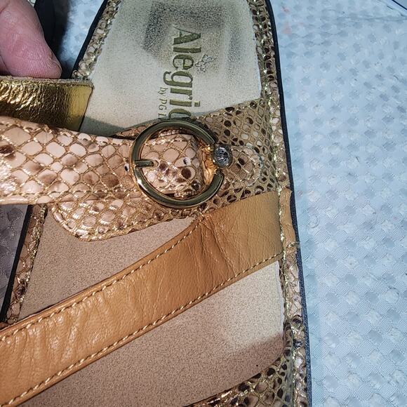 ALEGRIA EUC WOMENS SZ 7.5 EUC 38 COLETTE GOLD GLIMMERY SANDALS SHOES - Picture 3 of 9